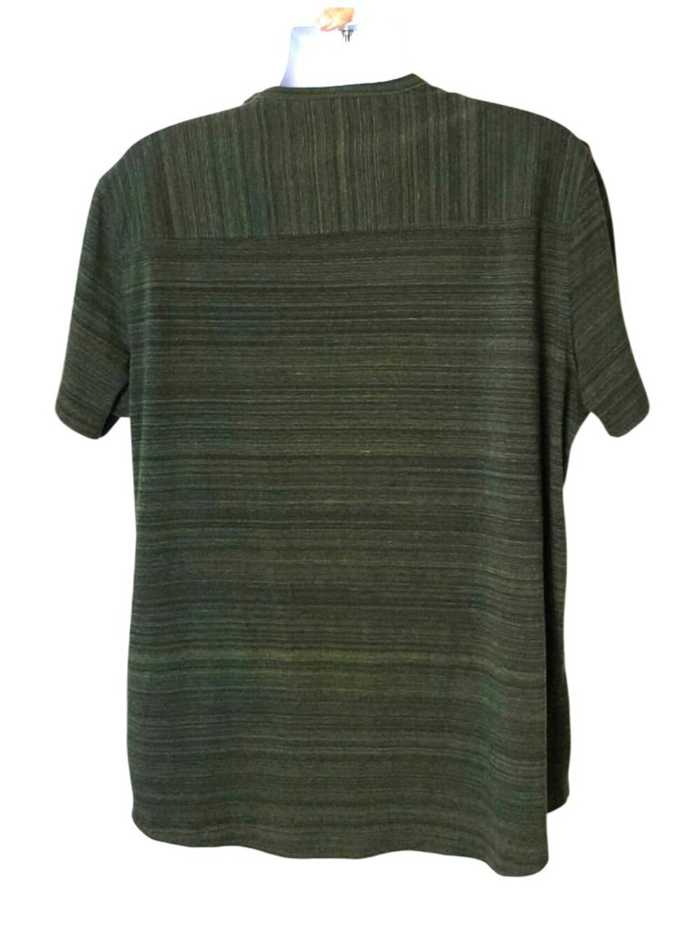 American Eagle Mens XXL Tee Active Flex Green Blue Striped Short Slv Casual Prep - Picture 2 of 7